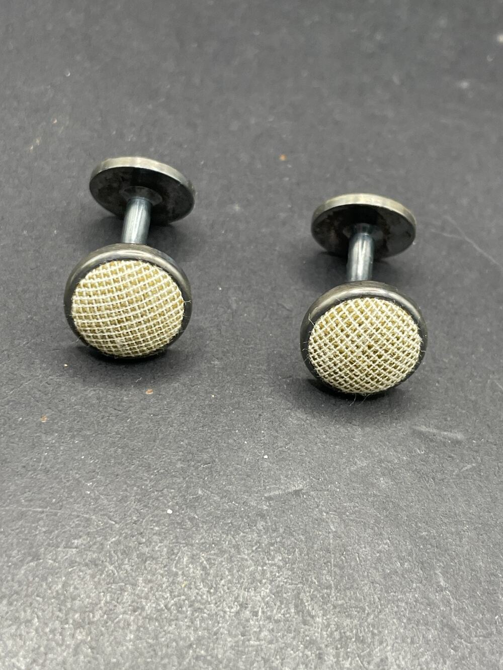Vintage Hugo Boss Signed Silver Tone Woven Fabric Round Men's Cuff Link